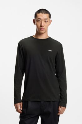 Cotton-jersey T-shirt with logo print, Black