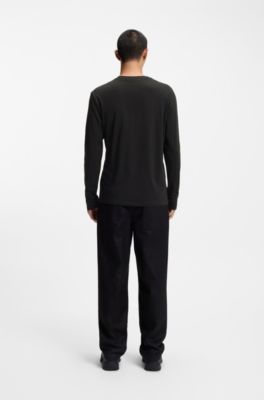 Cotton-jersey T-shirt with logo print, Black