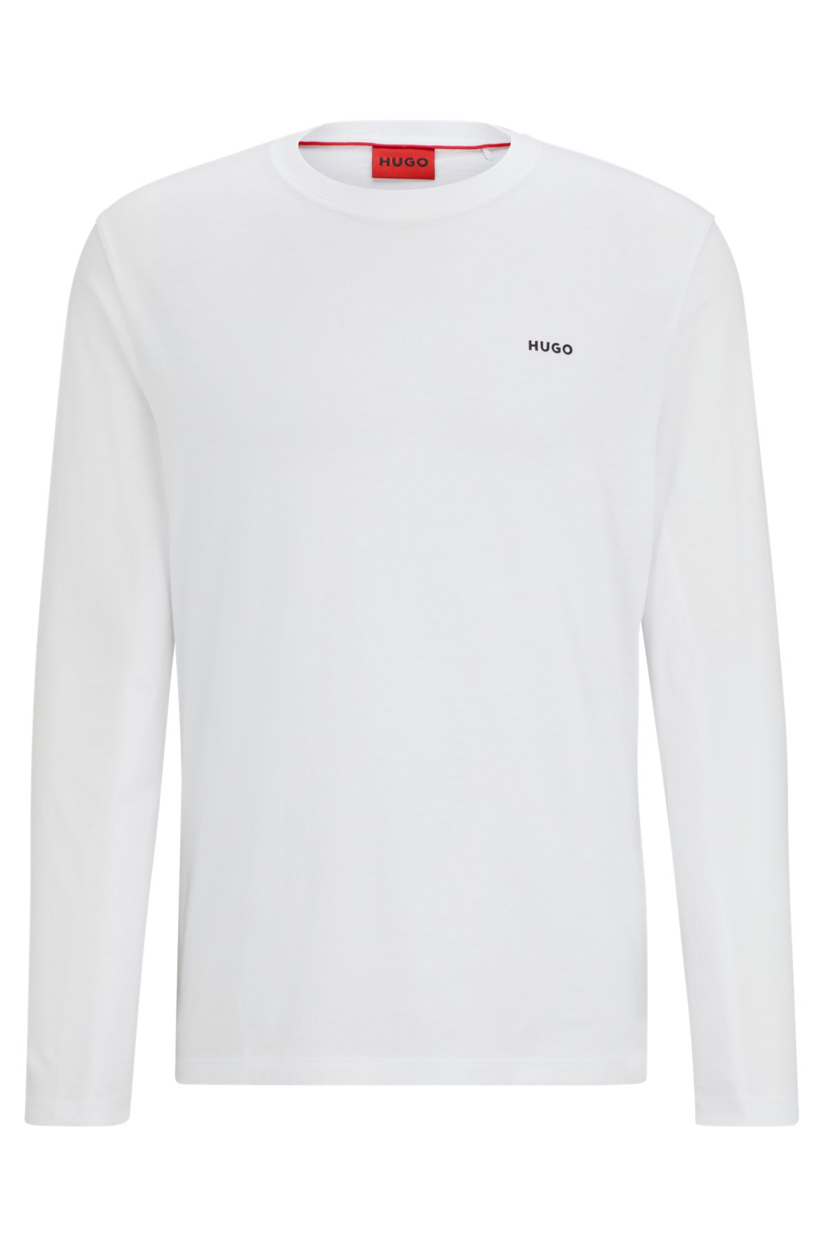 HUGO - Long-sleeved T-shirt in cotton jersey with logo print