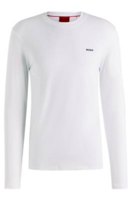 Hugo Long-sleeved T-shirt In Cotton Jersey With Logo Print In White