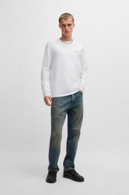 Cotton-jersey T-shirt with logo print, White