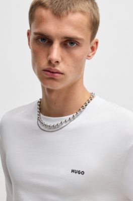 Cotton-jersey T-shirt with logo print, White