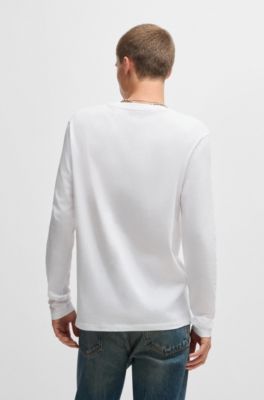 Cotton-jersey T-shirt with logo print, White