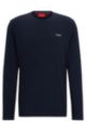 Long-sleeved T-shirt in cotton jersey with logo print, Dark Blue
