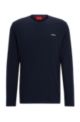 Long-sleeved T-shirt in cotton jersey with logo print, Dark Blue