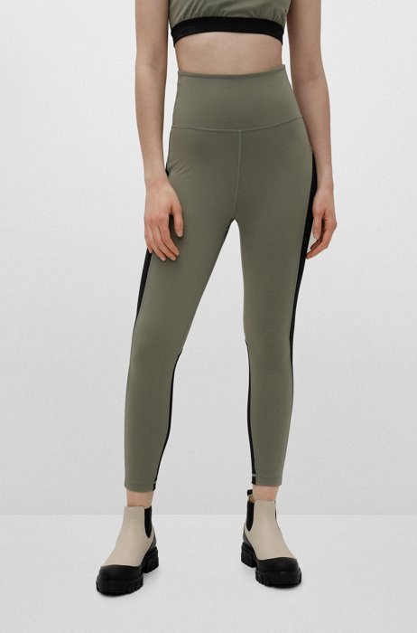 Extra-slim-fit leggings with contrast inserts, Khaki
