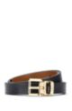 Gift-boxed belt in Italian leather with interchangeable buckles, Black