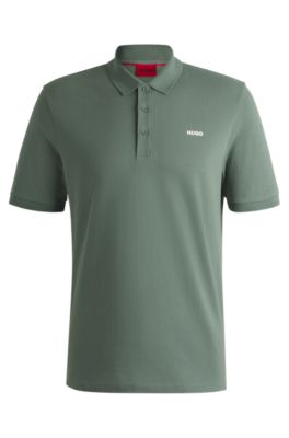 Regular-fit cotton polo with logo print, Light Green
