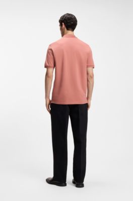 Cotton-piqu&eacute; polo shirt with logo print, Light Pink