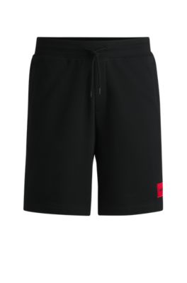 HUGO - Cotton-terry regular-fit shorts with logo label