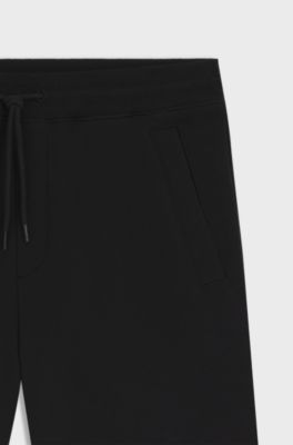 Shorts van katoenen badstof met rood logolabel, Zwart