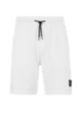 French-terry-cotton shorts with red logo label, White