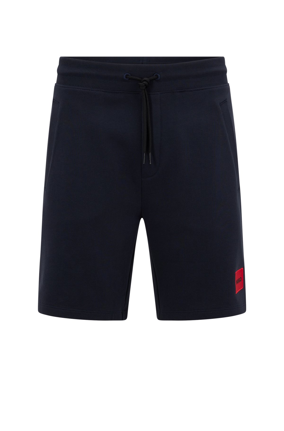 Regular fit shorts i bomuldsfrotté med logomærke, Mørkeblå