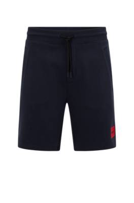 Hugo Boss French-terry-cotton Shorts With Red Logo Label