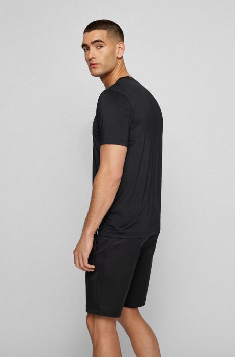 BOSS - Stretch-jersey regular-fit T-shirt with repeat logos