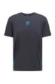 Regular-fit T-shirt van stretchjersey met herhaalde logo’s, Donkerblauw