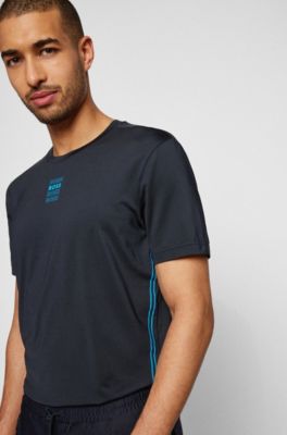 BOSS - Stretch-jersey regular-fit T-shirt with repeat logos