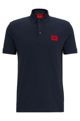 HUGO - Cotton-piqué slim-fit polo shirt with logo label