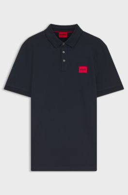 Slim-fit polo shirt in cotton piqu&eacute;, Dark Blue
