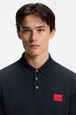 Slim-fit polo shirt in cotton piqu&eacute;, Dark Blue