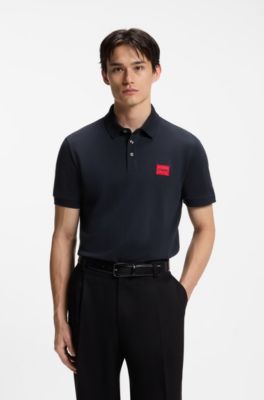 Slim-fit polo shirt in cotton piqu&eacute;, Dark Blue