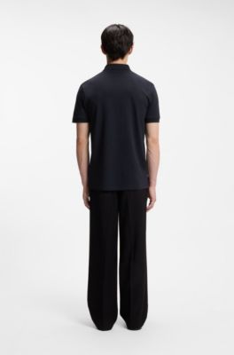 Slim-fit polo shirt in cotton piqu&eacute;, Dark Blue