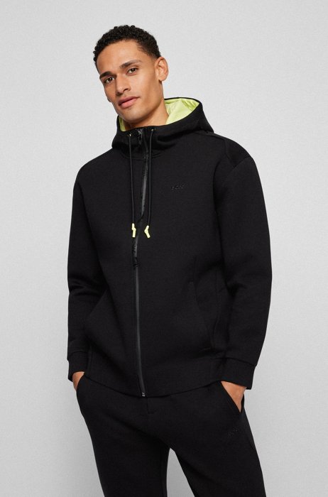 Relaxed-fit hooded sweatshirt with exclusive artwork, Black