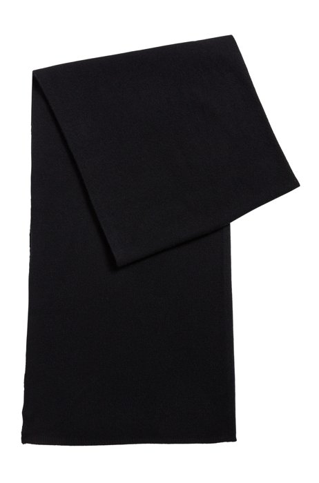 Fringeless scarf in pure cashmere, Black