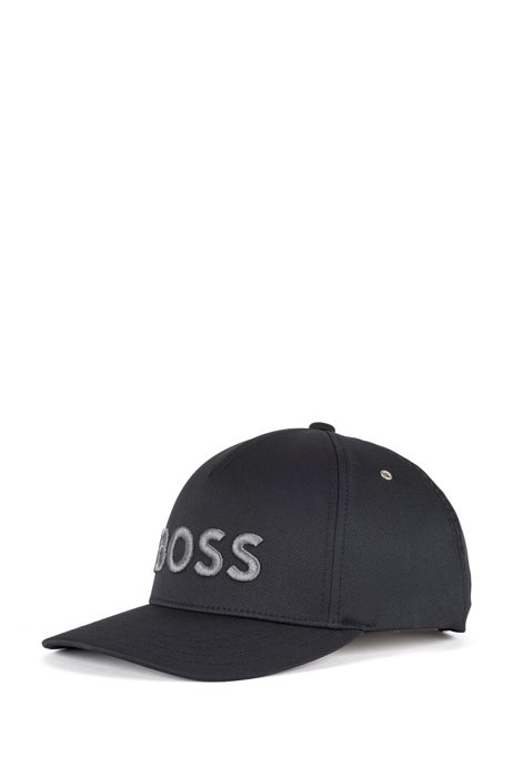 Stretch-twill cap with embroidered logo, Black