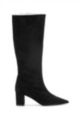 Slouchy knee-high boots in Italian suede, Black