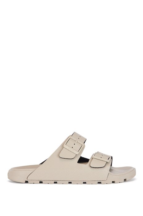 Twin-strap sandals with structured uppers, Light Beige