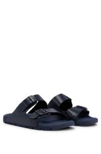 Twin-strap sandals with structured uppers, Dark Blue
