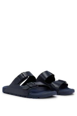 TWIN-STRAP SANDALS WITH SUEDE UPPERS AND BUCKLE CLOSURE COBALT BLUE BLACK CARO main image 0