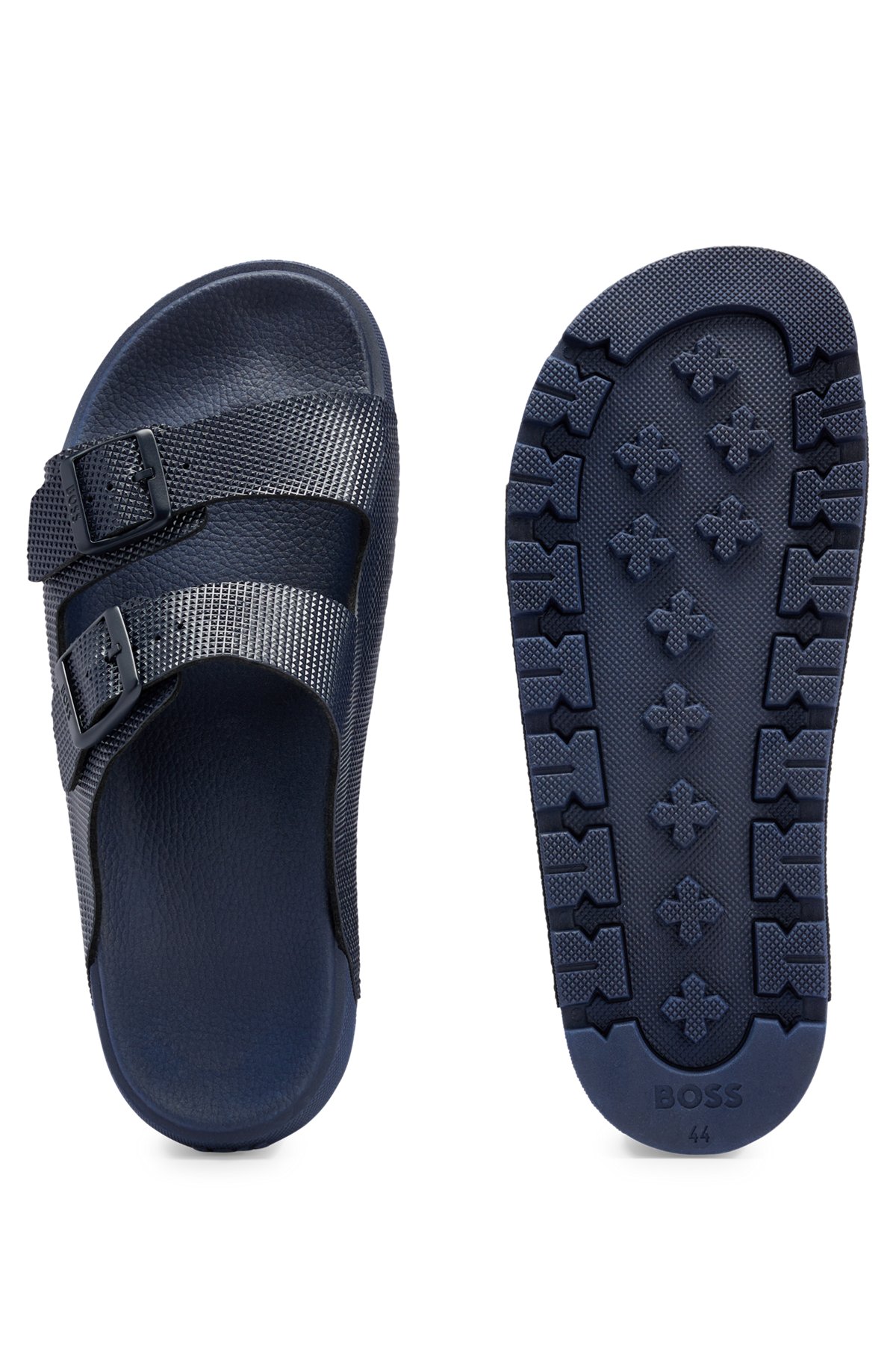 Twin-strap sandals with structured uppers, Dark Blue