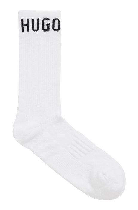 Two-pack of quarter-length socks with logos, White