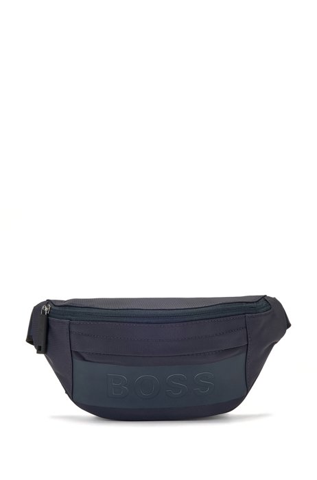 Belt bag in recycled nylon with logo details, Dark Blue
