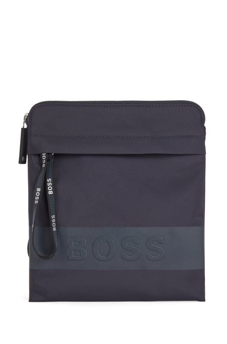 Recycled-material envelope bag with branded zip-pullers, Dark Blue