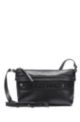Crossbody bag in faux leather with repeat logos, Black