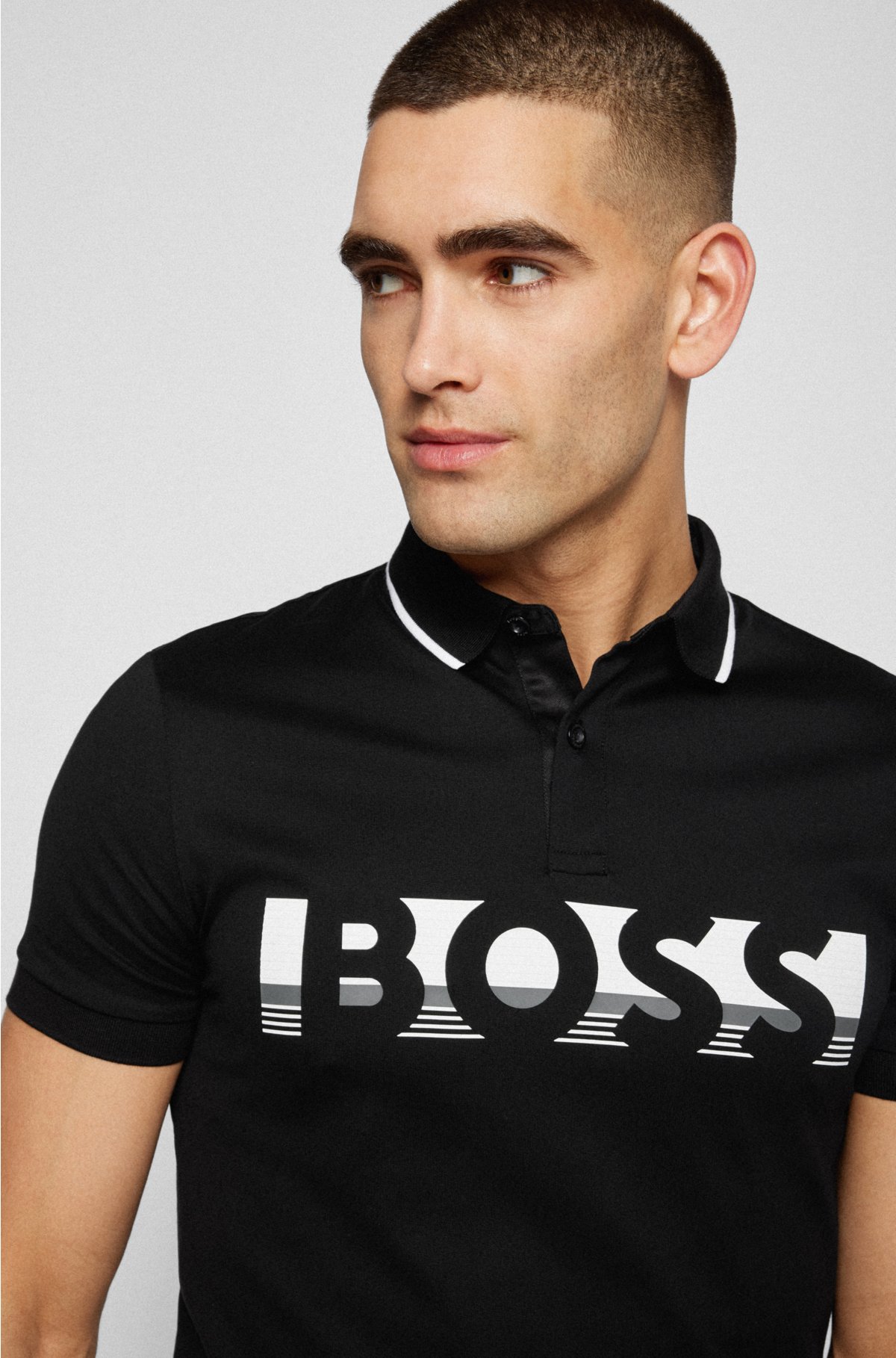 BOSS - Cotton-jersey polo shirt with logo artwork