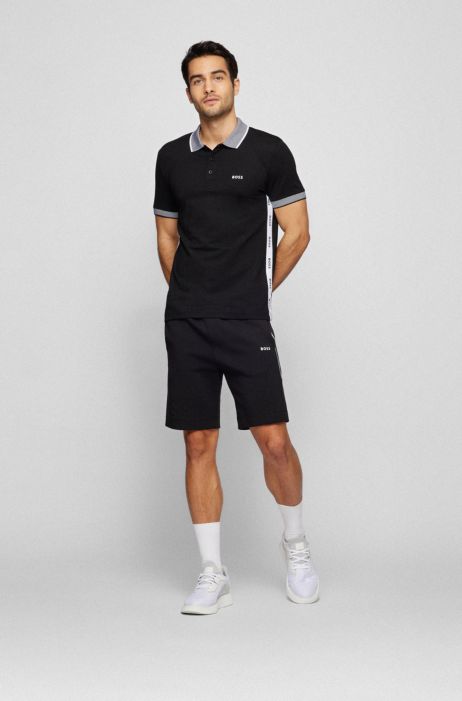 BOSS - Polo slim de con ribetes en contraste