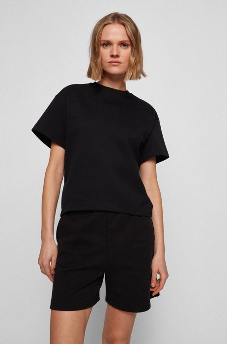 Short-sleeved sweatshirt in organic cotton and recycled fibres, Black