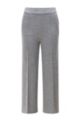 Regular-fit cropped trousers in cotton-blend melange fabric, Grey