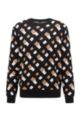 Cotton-jacquard sweater with all-over monogram pattern, Black