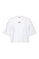 Camiseta relaxed fit de corte alto en algodón orgánico con logo, Blanco