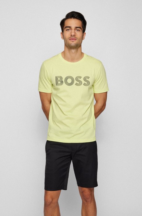 Camiseta de punto de algodón con logo de diseño en líneas finas, Cal