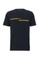 T-shirt Regular Fit en coton stretch à logo imprimé, Bleu foncé