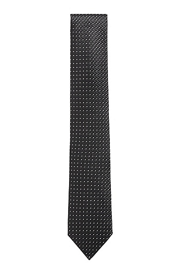 防水真丝提花图案装饰领带,  001_Black