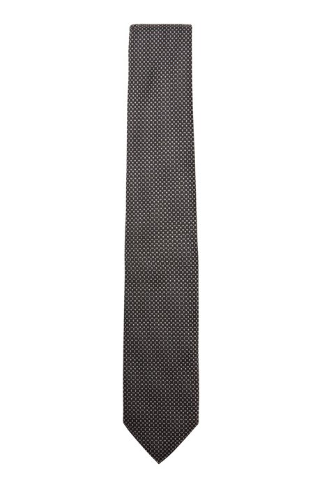 Jacquard-patterned tie in water-repellent silk, Grey