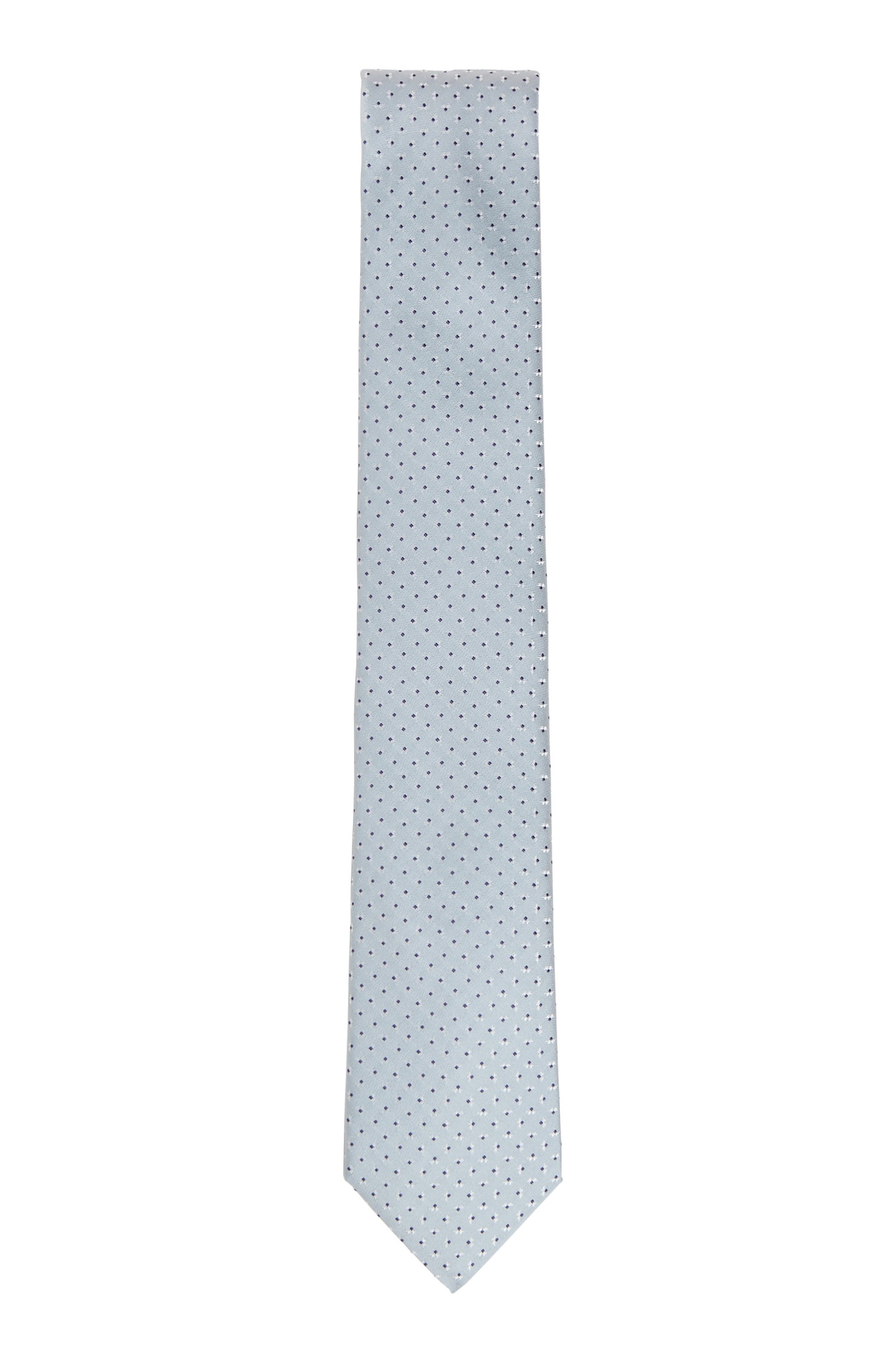 Jacquard-patterned tie in water-repellent silk, Grey