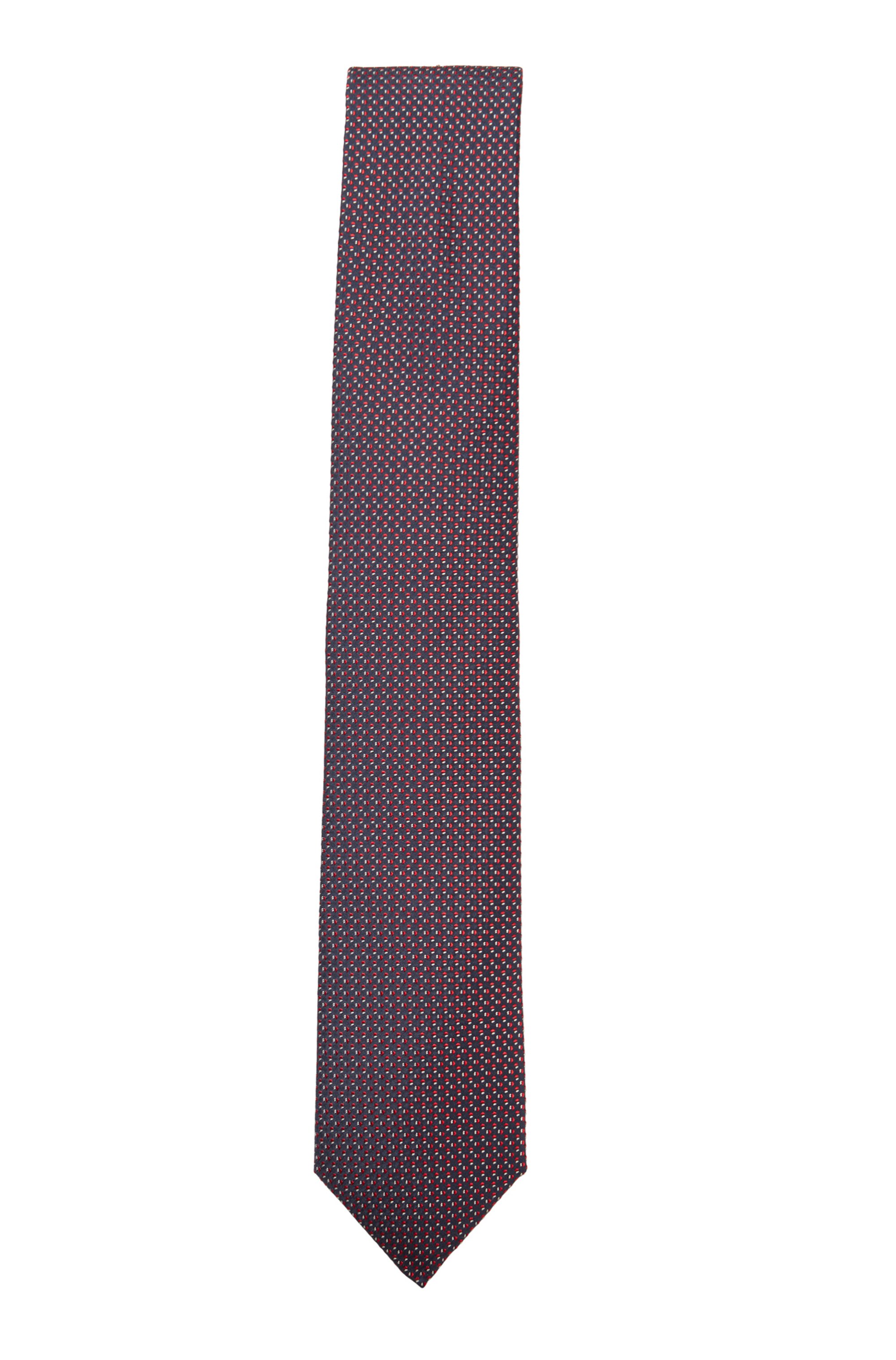 Jacquard-patterned tie in water-repellent silk, Red